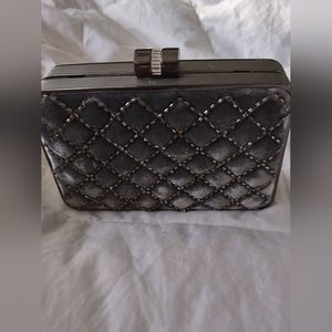 NWT BR Retro Gray Velvet And Rhinestone Clutch Purse